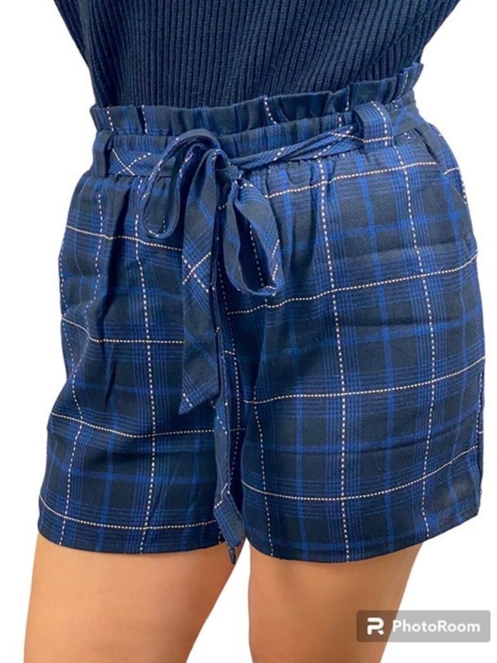 School Girl Grid Plaided Paper Bag Short